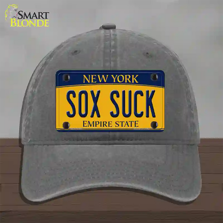 Sox Suck New York Novelty License Plate Hat Unconstructed Cotton / Charcoal