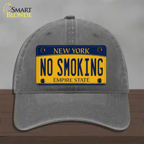 No Smoking New York Novelty License Plate Hat Unconstructed Cotton / Charcoal