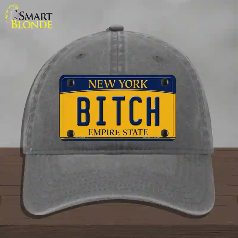 Bitch New York Novelty License Plate Hat Unconstructed Cotton / Charcoal