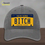 Bitch New York Novelty License Plate Hat Unconstructed Cotton / Charcoal