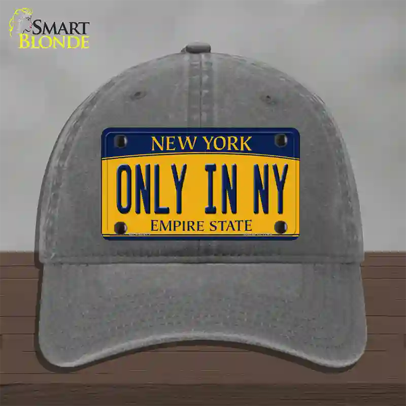 Only in NY New York Novelty License Plate Hat Unconstructed Cotton / Charcoal