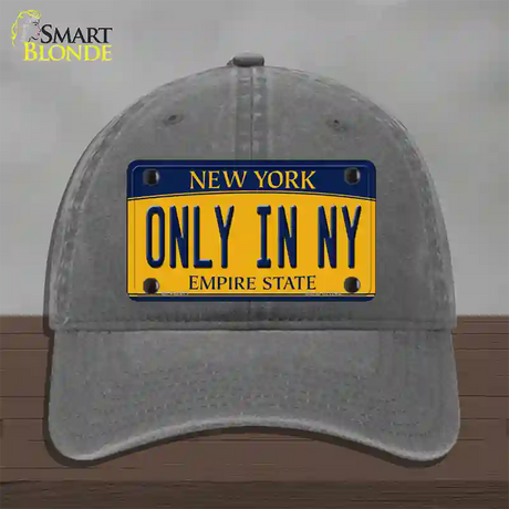 Only in NY New York Novelty License Plate Hat Unconstructed Cotton / Charcoal