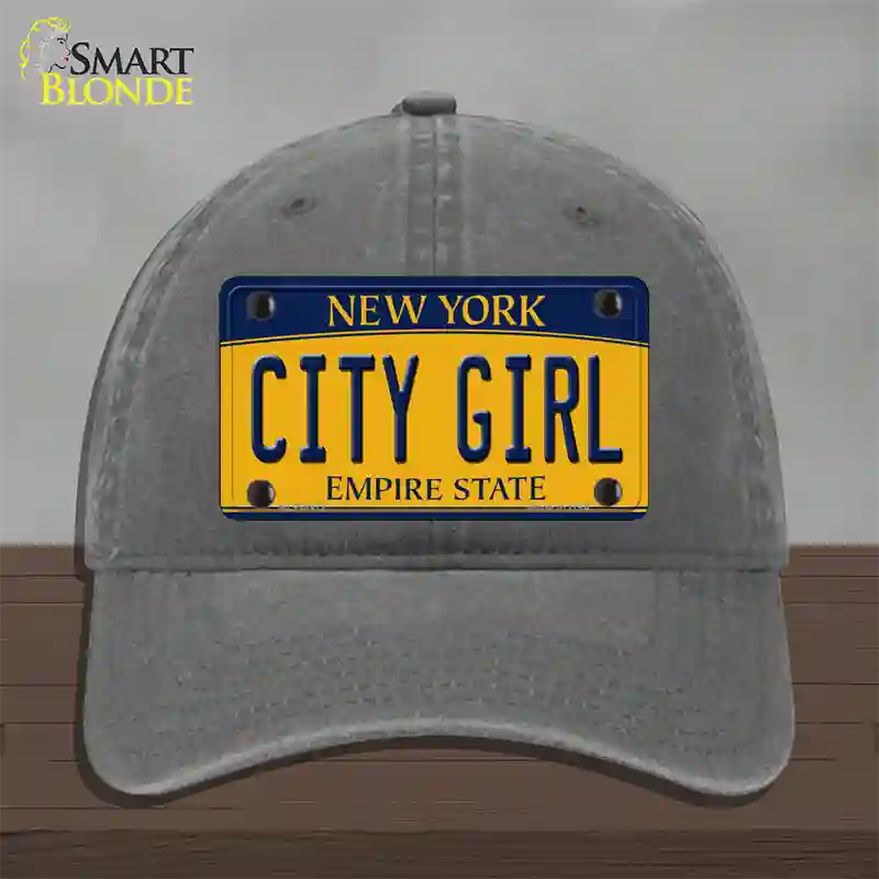 City Girl New York Novelty License Plate Hat Unconstructed Cotton / Charcoal