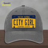 City Girl New York Novelty License Plate Hat Unconstructed Cotton / Charcoal