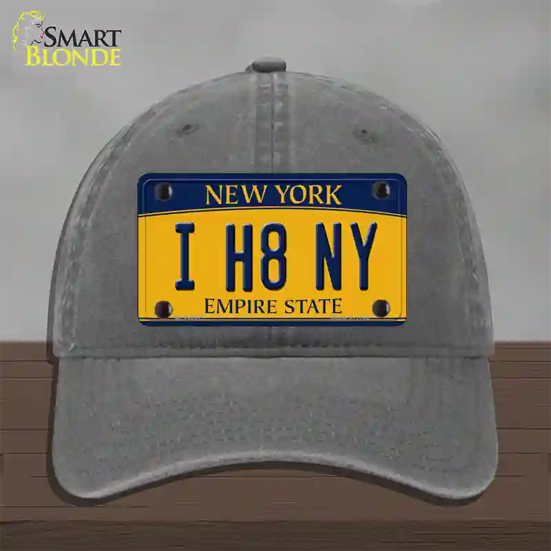 I H8 NY New York Novelty License Plate Hat Unconstructed Cotton / Charcoal