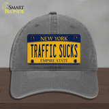 Traffic Sucks New York Novelty License Plate Hat Unconstructed Cotton / Charcoal