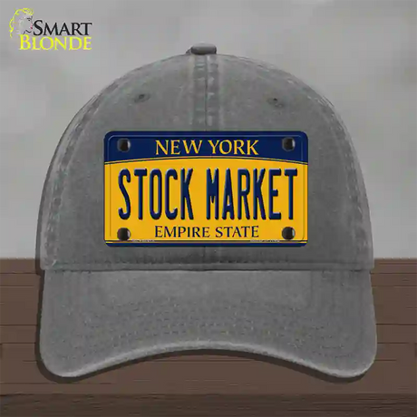 Stock Market Yellow New York Novelty License Plate Hat Unconstructed Cotton / Charcoal