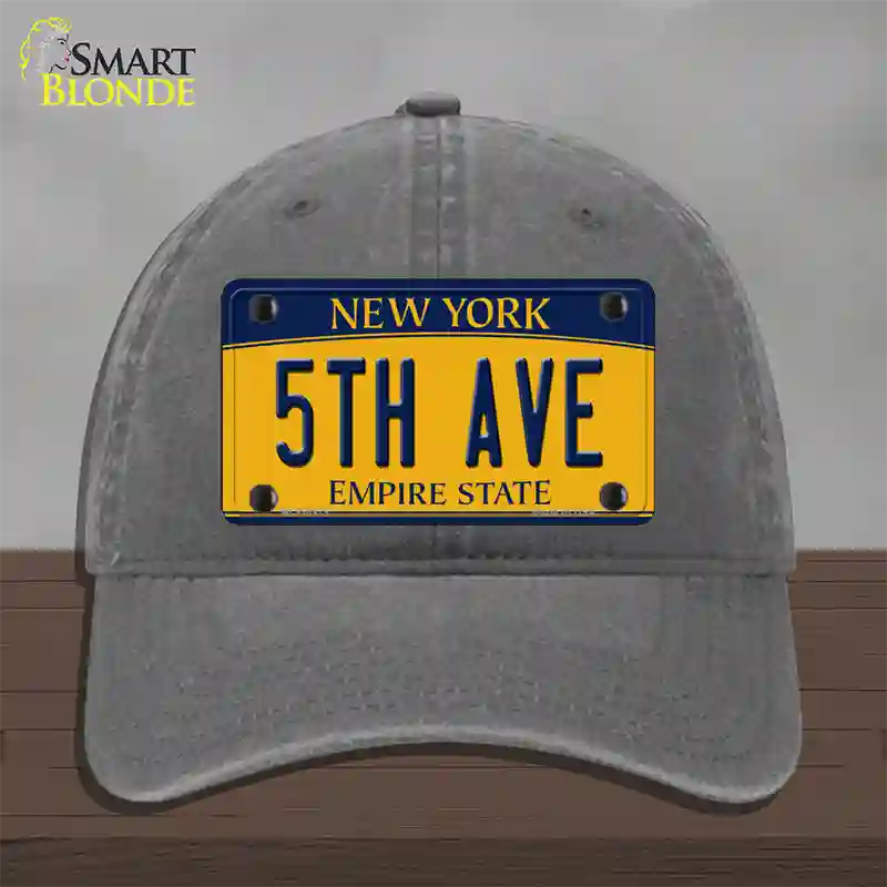 5th Ave New York Novelty License Plate Hat Unconstructed Cotton / Charcoal