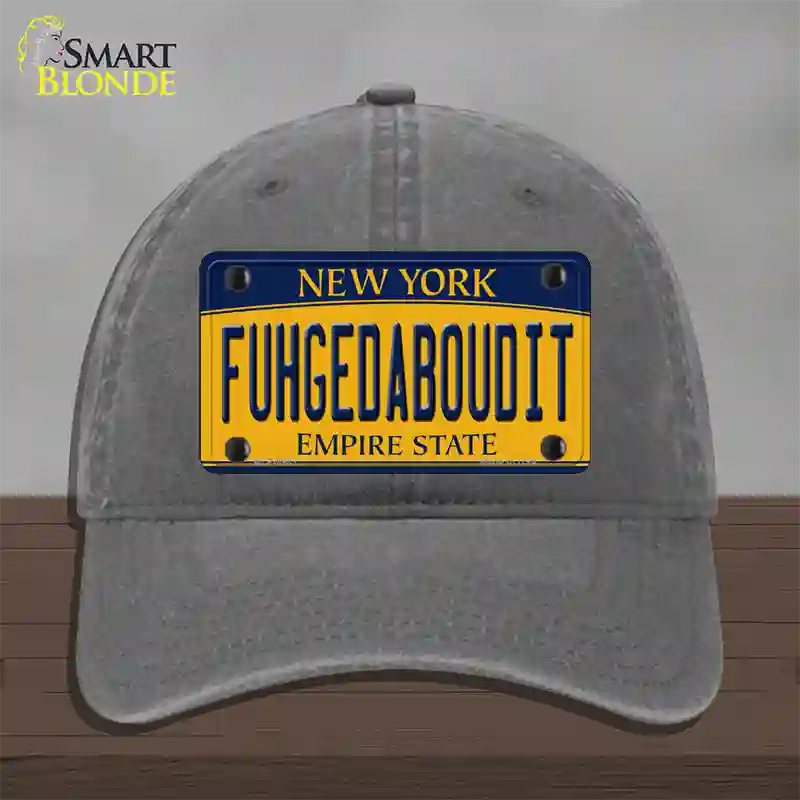 Fuhgedaboudit New York Novelty License Plate Hat Unconstructed Cotton / Charcoal