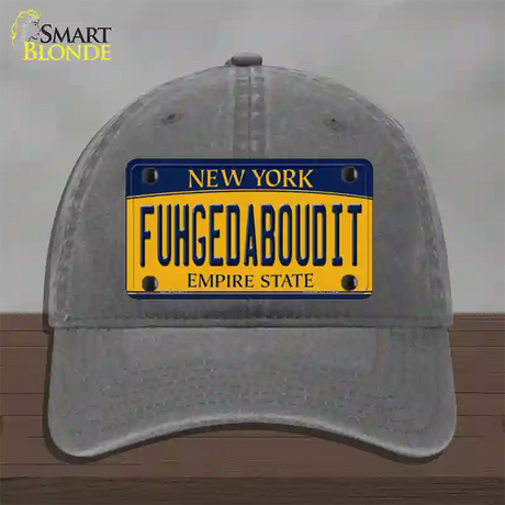 Fuhgedaboudit New York Novelty License Plate Hat Unconstructed Cotton / Charcoal