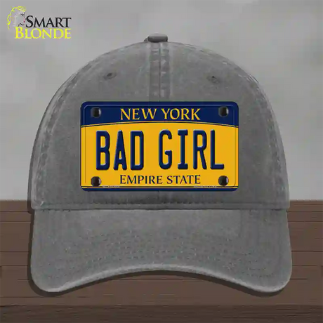 Bad Girl New York Novelty License Plate Hat Unconstructed Cotton / Charcoal