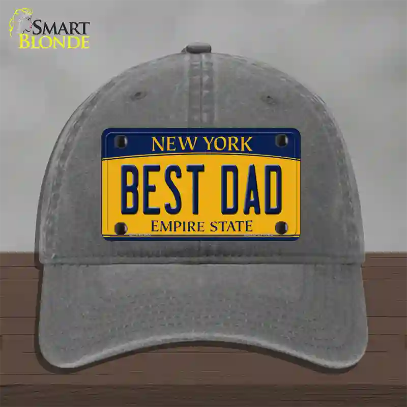 Best Dad New York Novelty License Plate Hat Unconstructed Cotton / Charcoal