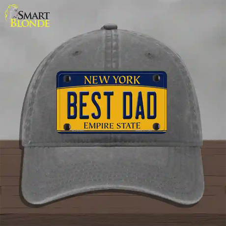 Best Dad New York Novelty License Plate Hat Unconstructed Cotton / Charcoal