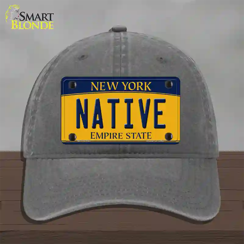 Native New York Novelty License Plate Hat Unconstructed Cotton / Charcoal