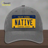 Native New York Novelty License Plate Hat Unconstructed Cotton / Charcoal