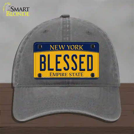 Blessed New York Novelty License Plate Hat Unconstructed Cotton / Charcoal