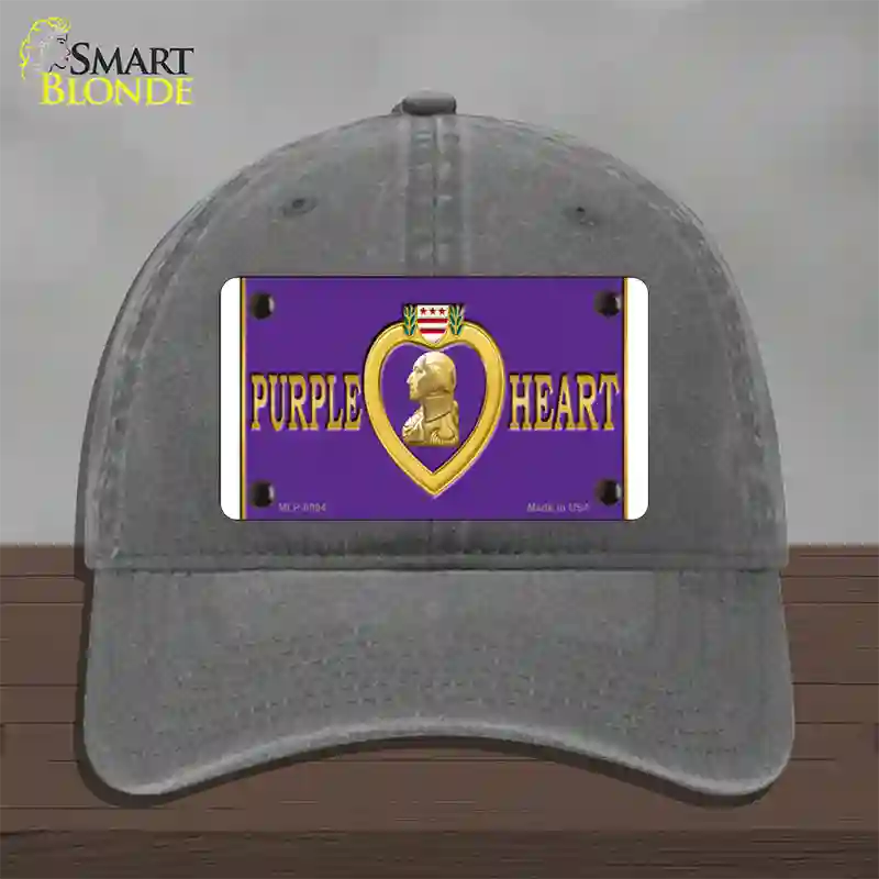 Purple Heart Novelty License Plate Hat Unconstructed Cotton / Charcoal