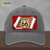 Route 66 Scroll Novelty License Plate Hat Unconstructed Cotton / Charcoal