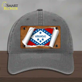 Arkansas Flag Scroll Novelty License Plate Hat Unconstructed Cotton / Charcoal