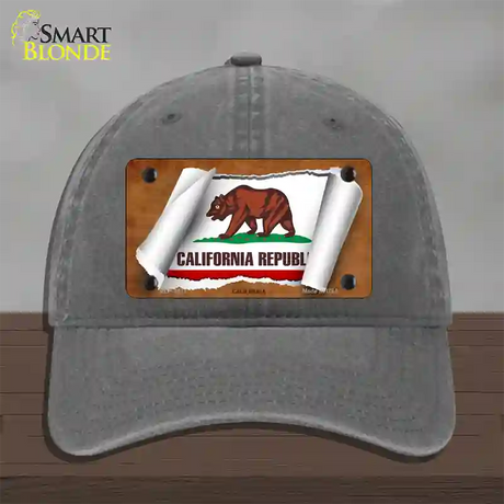 California Flag Scroll Novelty License Plate Hat Unconstructed Cotton / Charcoal