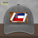 Mississippi Flag Scroll Novelty License Plate Hat Unconstructed Cotton / Charcoal