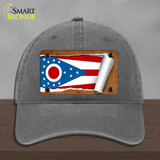 Ohio Flag Scroll Novelty License Plate Hat Unconstructed Cotton / Charcoal