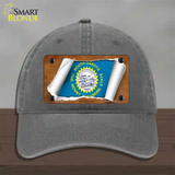 South Dakota Flag Scroll Novelty License Plate Hat Unconstructed Cotton / Charcoal