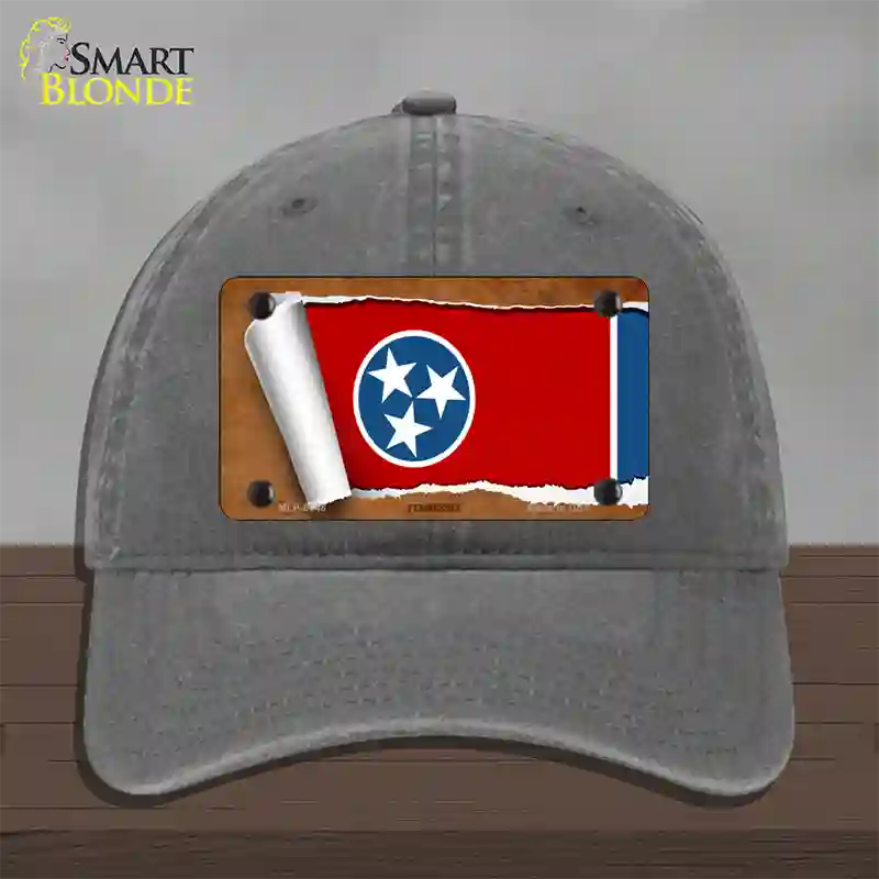 Tennessee Flag Scroll Novelty License Plate Hat Unconstructed Cotton / Charcoal