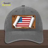 American Flag Scroll Novelty License Plate Hat Unconstructed Cotton / Charcoal