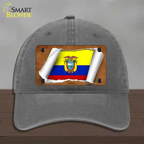 Ecuador Flag Scroll Novelty License Plate Hat Unconstructed Cotton / Charcoal