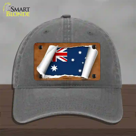 Australia Flag Scroll Novelty License Plate Hat Unconstructed Cotton / Charcoal