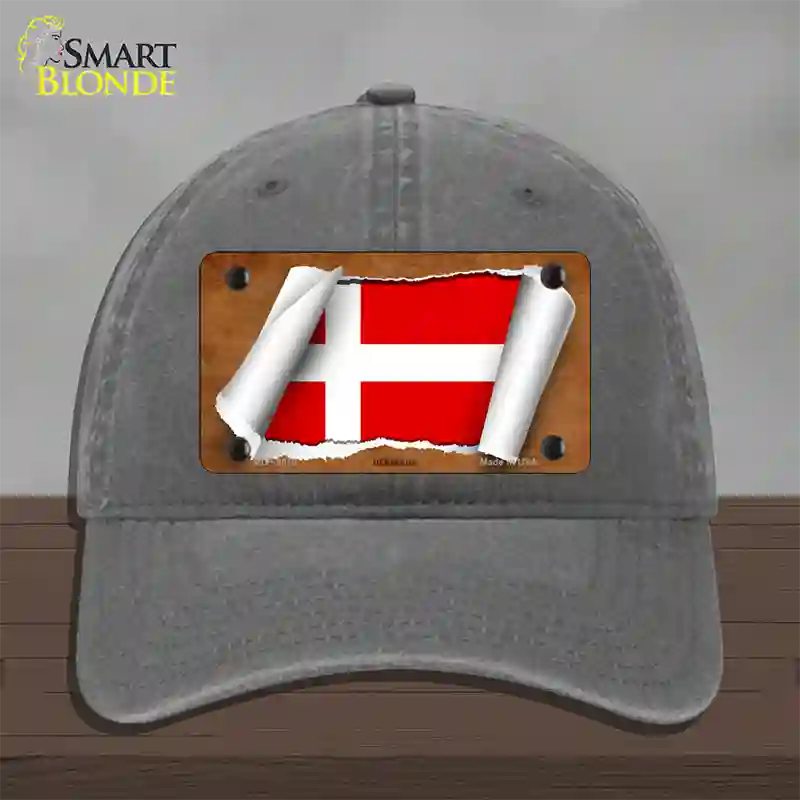 Denmark Flag Scroll Novelty License Plate Hat Unconstructed Cotton / Charcoal