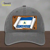 Nicaragua Flag Scroll Novelty License Plate Hat Unconstructed Cotton / Charcoal