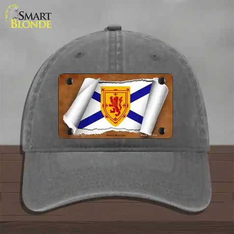 Nova Scotia Flag Scroll Novelty License Plate Hat Unconstructed Cotton / Charcoal