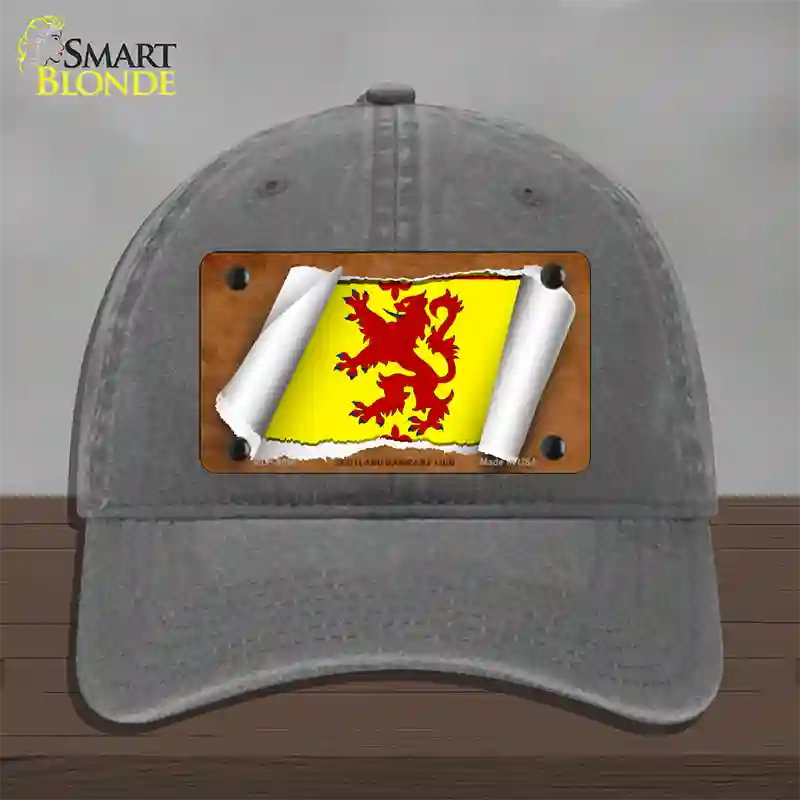 Scotland Rampant Lion Flag Scroll Novelty License Plate Hat Unconstructed Cotton / Charcoal