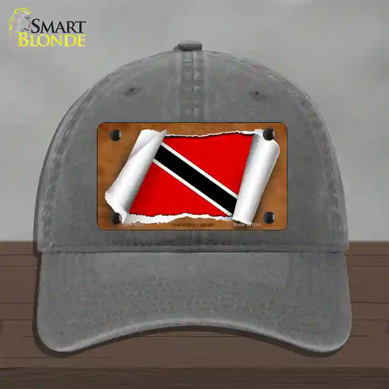 Trinidad & Tobago Flag Scroll Novelty License Plate Hat Unconstructed Cotton / Charcoal