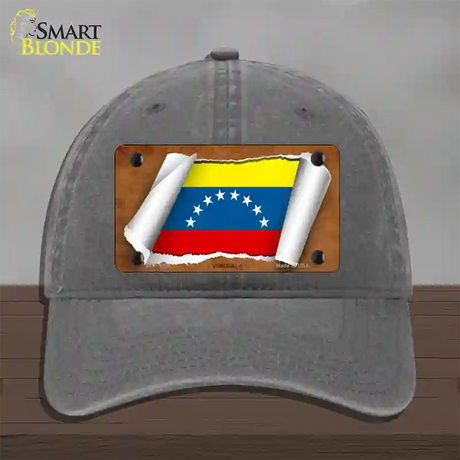 Venezuela Flag Scroll Novelty License Plate Hat Unconstructed Cotton / Charcoal