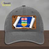 Alberta Canada Flag Scroll Novelty License Plate Hat Unconstructed Cotton / Charcoal