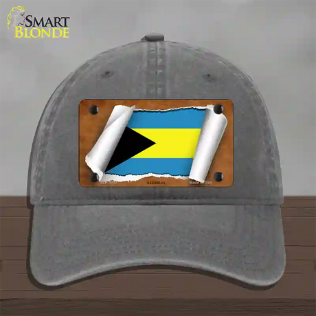 Bahamas Flag Scroll Novelty License Plate Hat Unconstructed Cotton / Charcoal