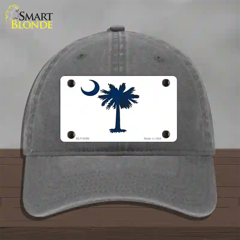 South Carolina White State Flag Novelty License Plate Hat Unconstructed Cotton / Charcoal