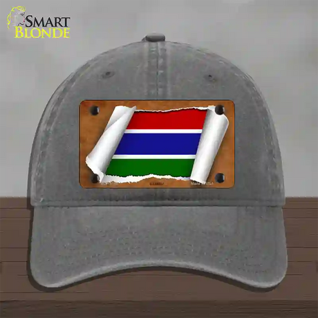 Gambia Flag Scroll Novelty License Plate Hat Unconstructed Cotton / Charcoal