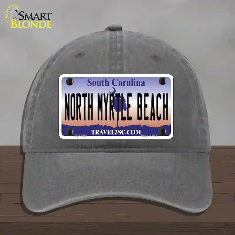 North Myrtle Beach South Carolina Novelty License Plate Hat Unconstructed Cotton / Charcoal