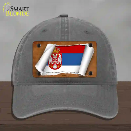 Serbia/Eagle Flag Scroll Novelty License Plate Hat Unconstructed Cotton / Charcoal