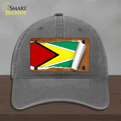 Guyana Flag Scroll Novelty License Plate Hat Unconstructed Cotton / Charcoal