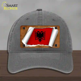 Albania Flag Scroll Novelty License Plate Hat Unconstructed Cotton / Charcoal