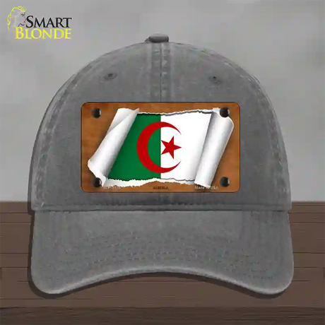 Algeria Flag Scroll Novelty License Plate Hat Unconstructed Cotton / Charcoal