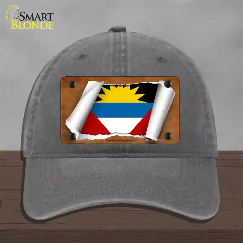 Antigua & Barbuda Flag Scroll Novelty License Plate Hat Unconstructed Cotton / Charcoal