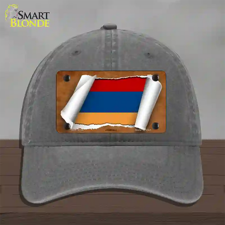 Armenia Flag Scroll Novelty License Plate Hat Unconstructed Cotton / Charcoal