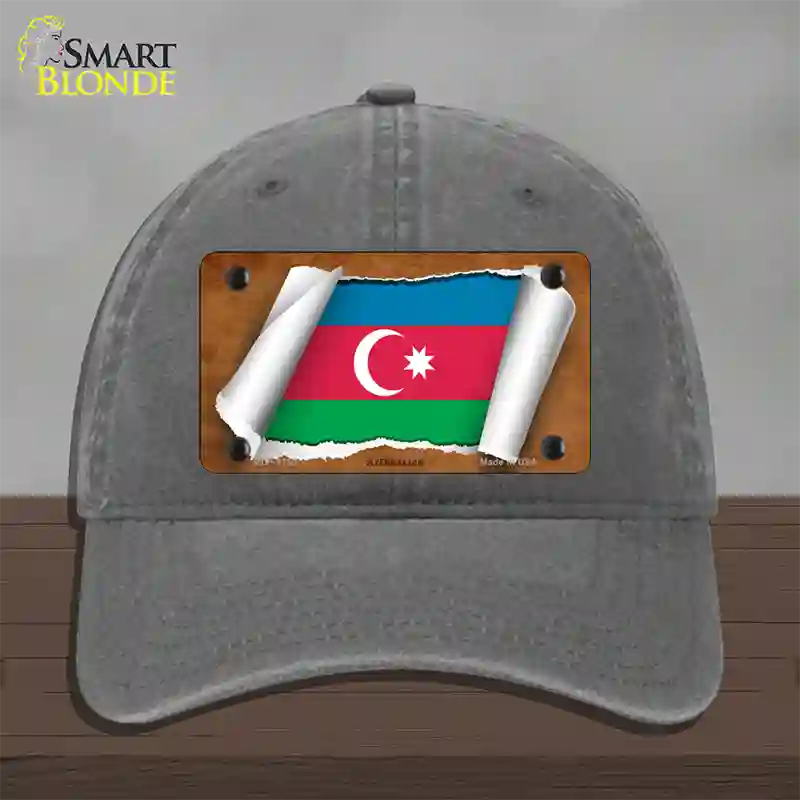 Azerbaijan Flag Scroll Novelty License Plate Hat Unconstructed Cotton / Charcoal