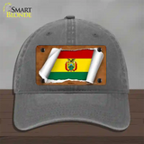 Bolivia Flag Scroll Novelty License Plate Hat Unconstructed Cotton / Charcoal